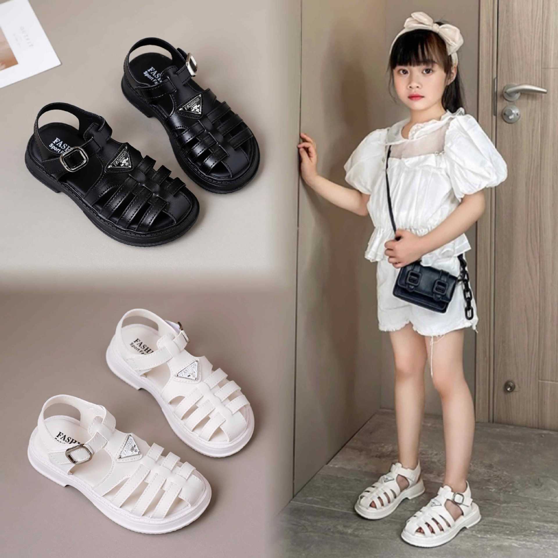 Children's Beach Shoes Girls' Roman Sandals 2023 Summer New Little Girl Princess Shoes Western Style Baby Shoes Non-Slip