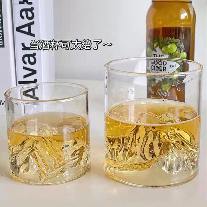 日式威士忌观山酒杯茶杯国潮酒杯透明耐高温玻璃酒杯茶杯批发