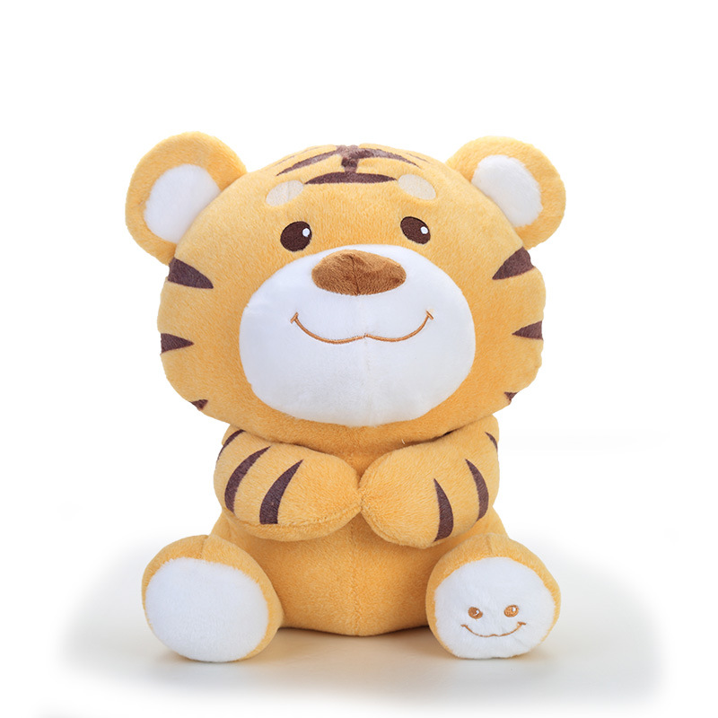 可爱生肖虎动物园小老虎玩偶老虎公仔毛绒玩具仿真东北虎娃娃摆件