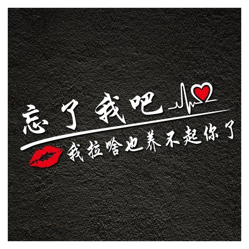忘了我吧车贴我拉啥也养不起你了抖音贴纸网红文字挖机个性装饰贴