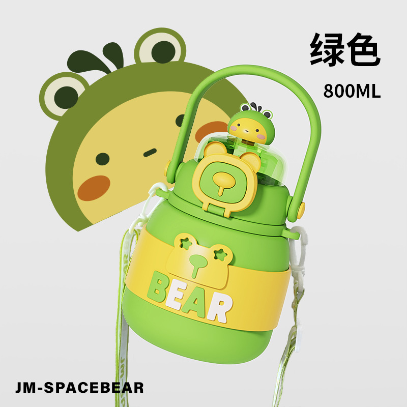 Children's Thermos Mug 316 Large Capacity Portable Baby Boy Baby Girl Kindergarten Schoolchild Bottle Water Cup with Straw