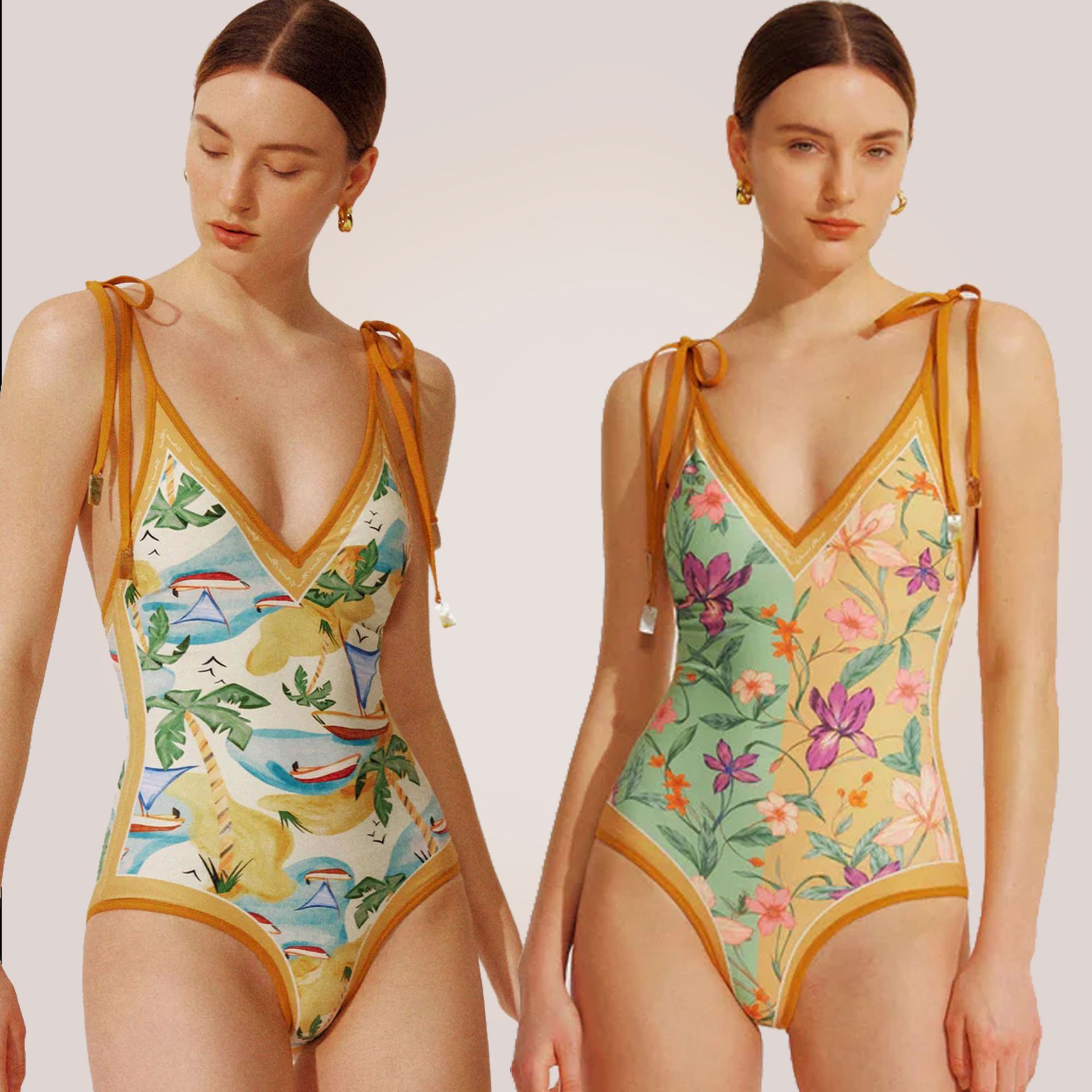 2023 New European and American One-Piece Swimsuit Double-Sided Fixed Version Swimsuit Double-Sided Swimsuit