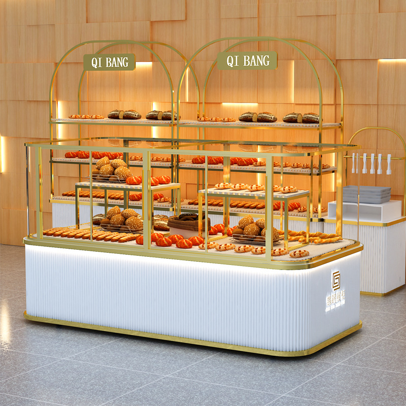 面包柜面包展示柜镀钛面包架面包中岛柜边柜商用面包店展示糕点柜