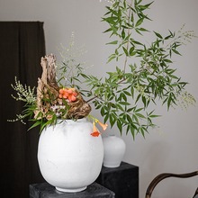 仿真植物仿真植物红陶艺术花瓶花器陶瓷花瓶简约客厅落地摆件北欧