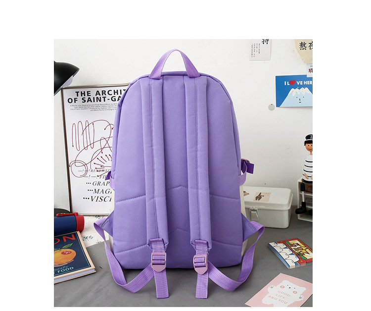 Cross-Border Korean Style College Style Schoolbag Fashion Trend Canvas Four-Piece Backpack Large Capacity Backpack