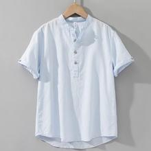 简麻品质男装夏季中国风棉麻短袖男士立领休闲中式大码半袖T恤衫