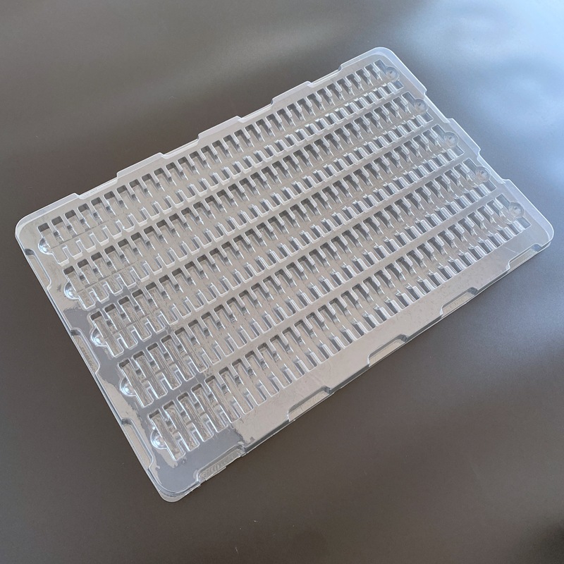 现货155格透明pet吸塑托盘通用型长条吸塑盘弹簧五金零件周转吸塑