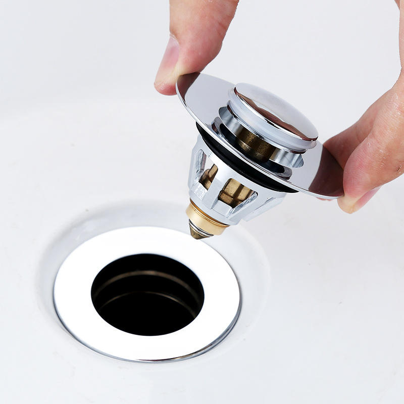 洗手盆洗脸盆下水器配件面盆弹跳芯提篮按压式漏水塞子全铜过滤芯