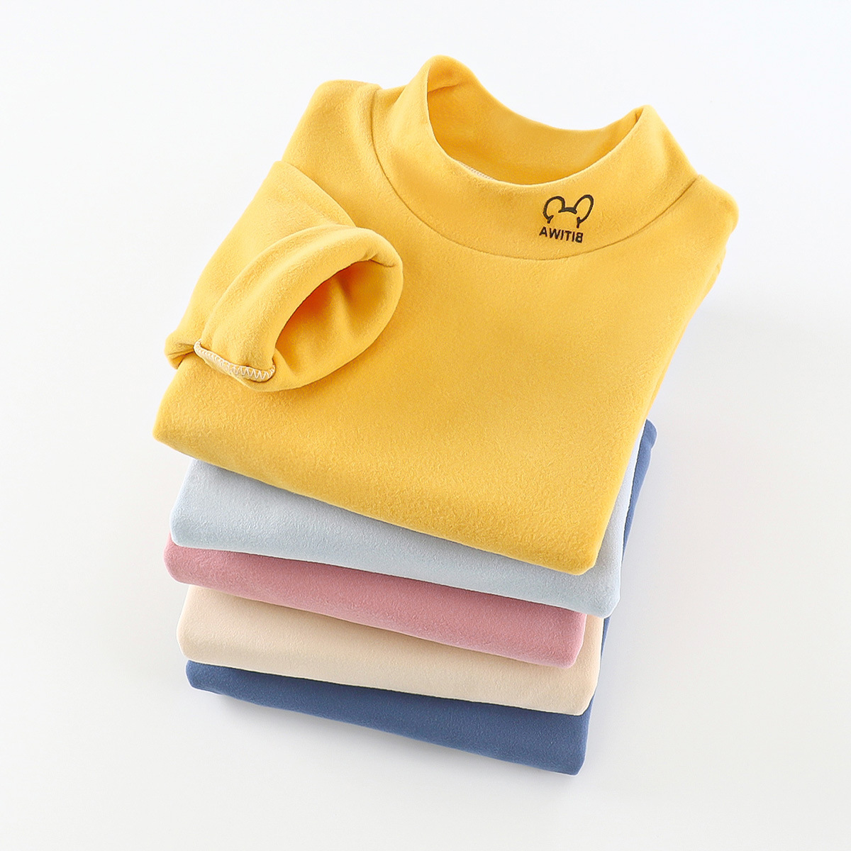 儿童打底衫长袖保暖秋冬新款男女童德绒高领t恤宝宝单件上衣童装