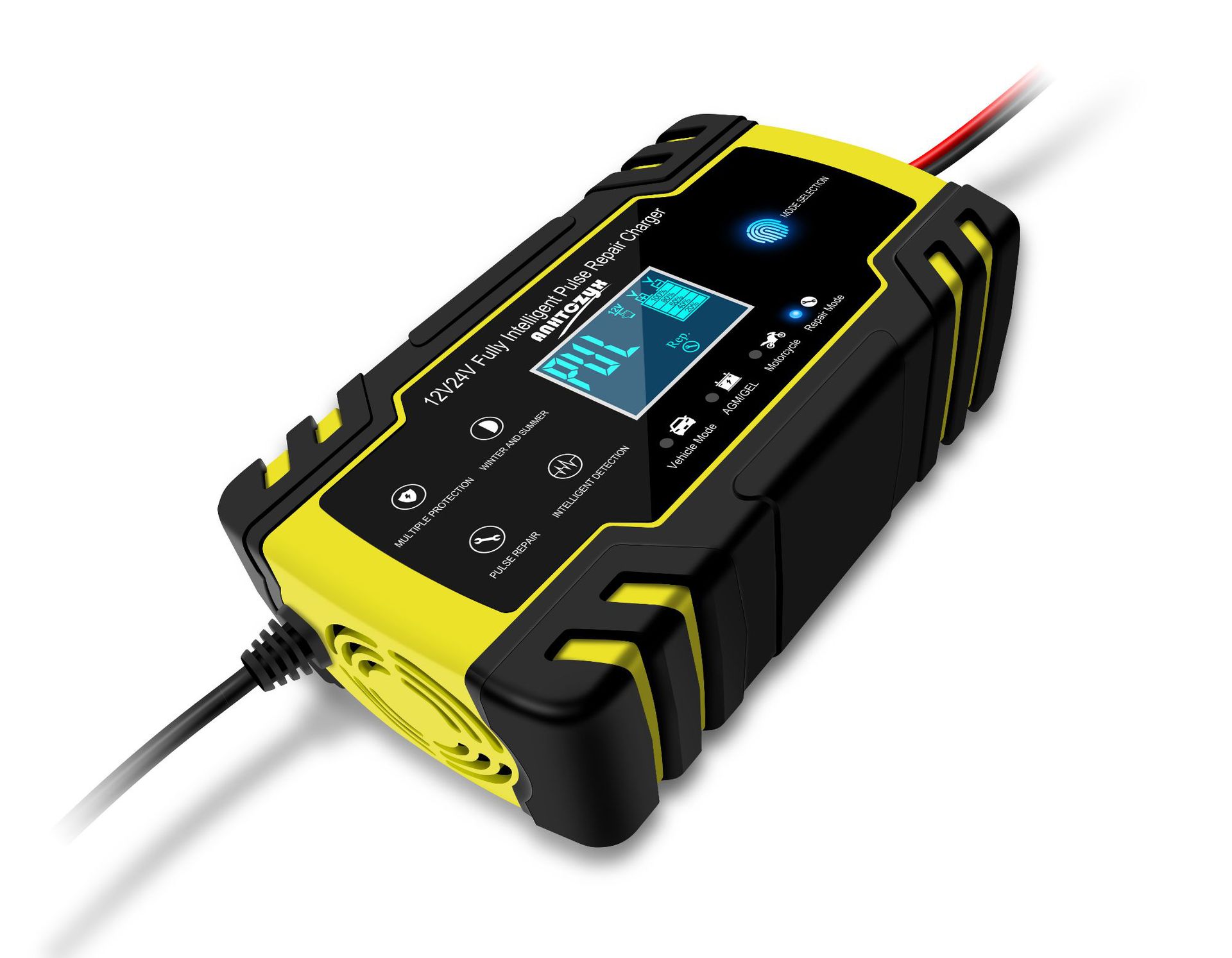 摩托车汽车电瓶充电器12v 24v货车修复型充电器agm充电机欧规英规