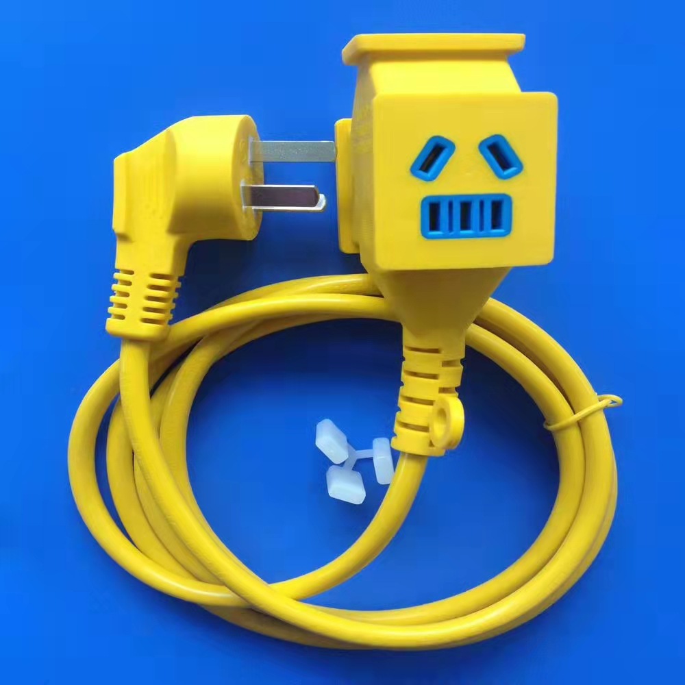 供应国标插头带插座 三芯国标电源线插座 16a大国标插头延长线