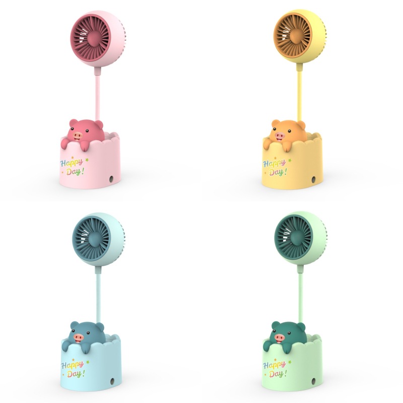 Children's Desktop Fan Cute Pen Holder Pencil Sharpener Little Fan Portable Large Wind Usb Folding Rechargeable Electric Fan