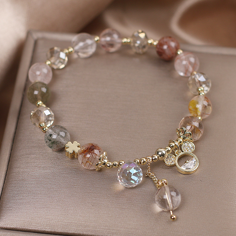 日韩新款可爱米奇水晶串珠手链卡通小众ins设计感手饰品女简约批