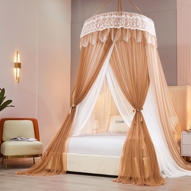 Aijingmei Double-Layer Yarn Hanging Dome Mosquito Nets Floor Palace Style Mosquito Net Suspended Mosquito Net Flat-Top Mosquito Net One Piece Dropshipping