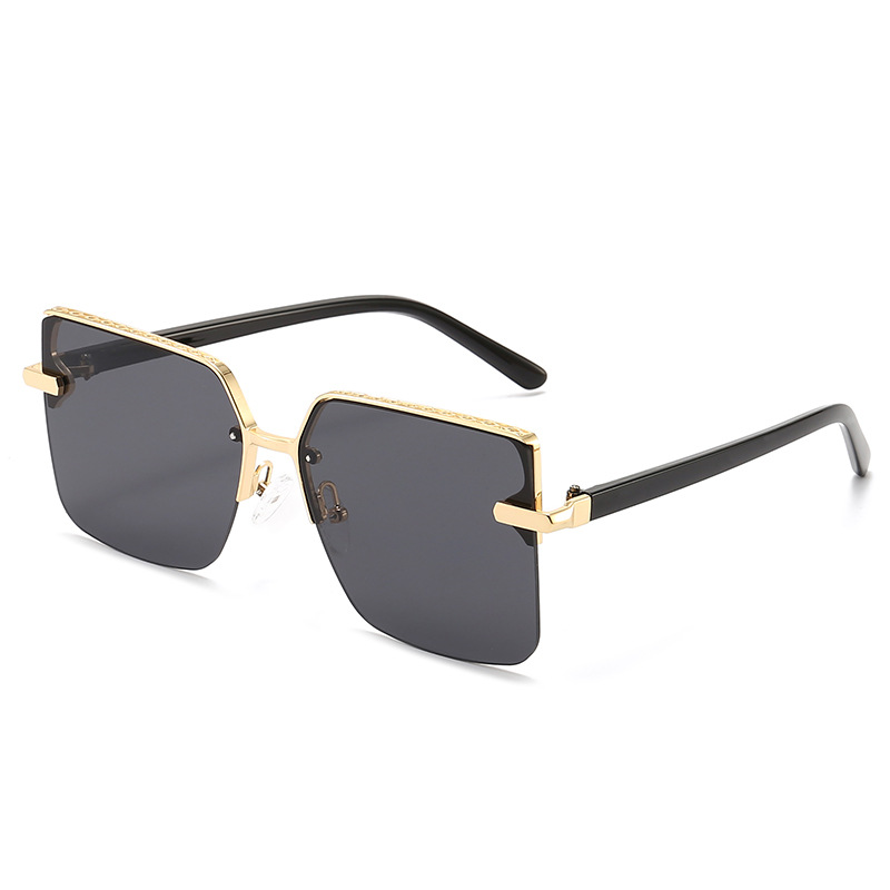 New Metal Semi-Rimless Sunglasses UV Protection Retro Easy Matching Tide Sunglasses Fashion Cross-Border Sunglasses Wholesale