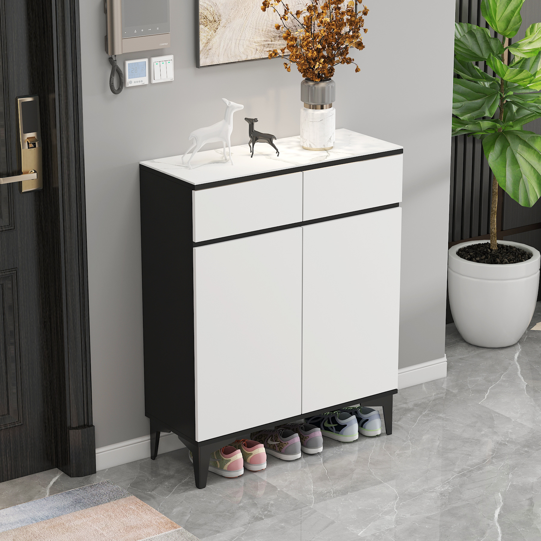 入户简易鞋柜2021新家用门口收纳柜现代简约经济型玄关柜一体