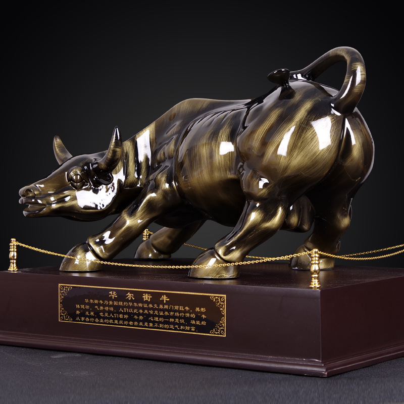 华尔街镀铜牛摆件大号招财旺市办公室老板桌公司店铺开业工艺礼品
