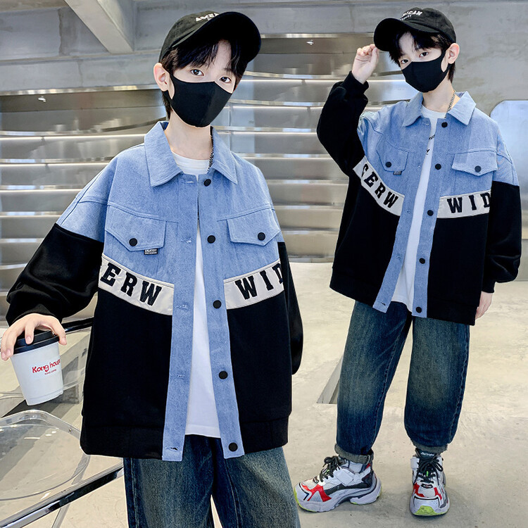 儿童装男童秋装牛仔外套2024新款中大童秋季男孩痞帅春秋款炸街潮