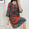 Ethnic style Frock T-shirts Three Quarter Sleeve Retro Maxi dress Tether tassels Easy Large Ethnic style Frock T-shirts Three Quarter Sleeve Retro Maxi dress Tether tassels Easy Large