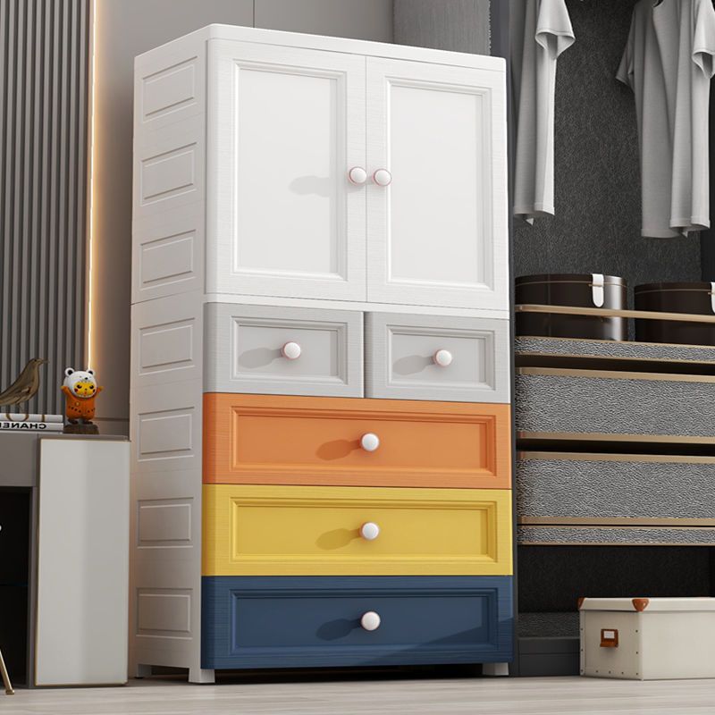 简易开门衣柜家用卧室现代简约衣橱儿童塑料收纳柜宝宝婴儿挂衣柜