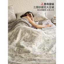 全棉双层纱提花夏凉被夏季A类大豆空调被单人可机水洗薄款春秋被