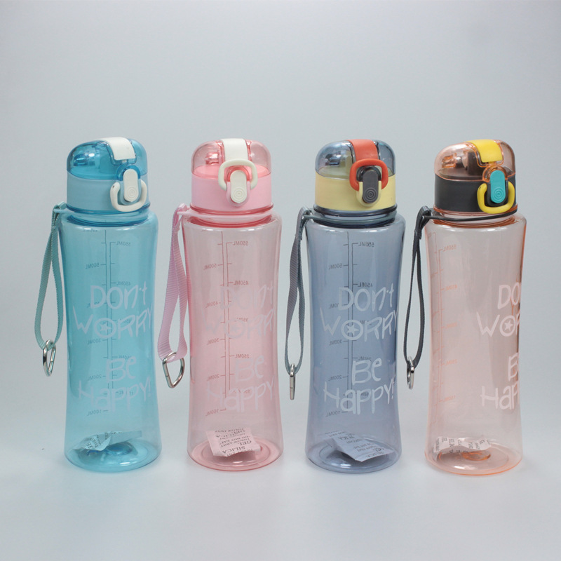 Msmk Small Waist as Water Cup Strawberry Cup Bounce Cover Sports Bottle Outdoor Sports Portable Plastic Cup