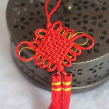 编织小中国结挂件5号线8盘穿金小中国结 流苏中国结小挂件