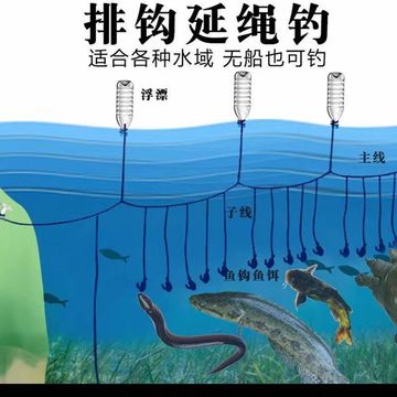 野钓延绳钓排钩串钩黑甲鱼黄辣丁鱼钩钓鱼昂刺鱼钩绑好套装长串钩