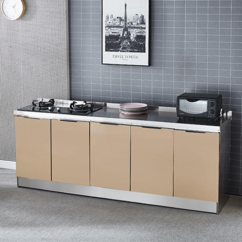 灶台水池一体厨柜简易橱柜厨房橱柜家用组装水槽柜碗柜子不锈钢