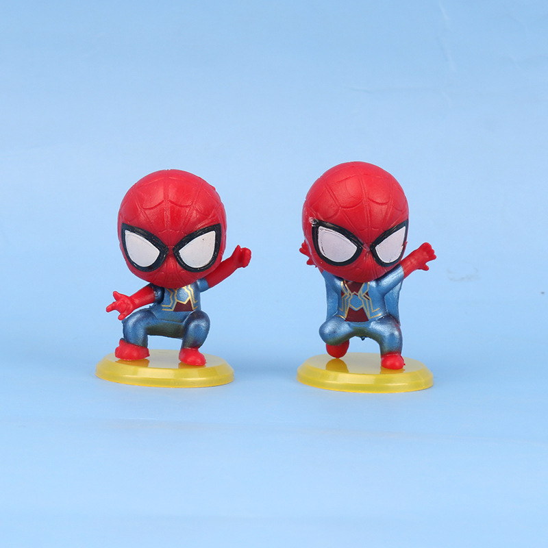 英雄蛋糕装饰品摆件q版实心pvc蜘蛛8件套 微景观摆件玩具