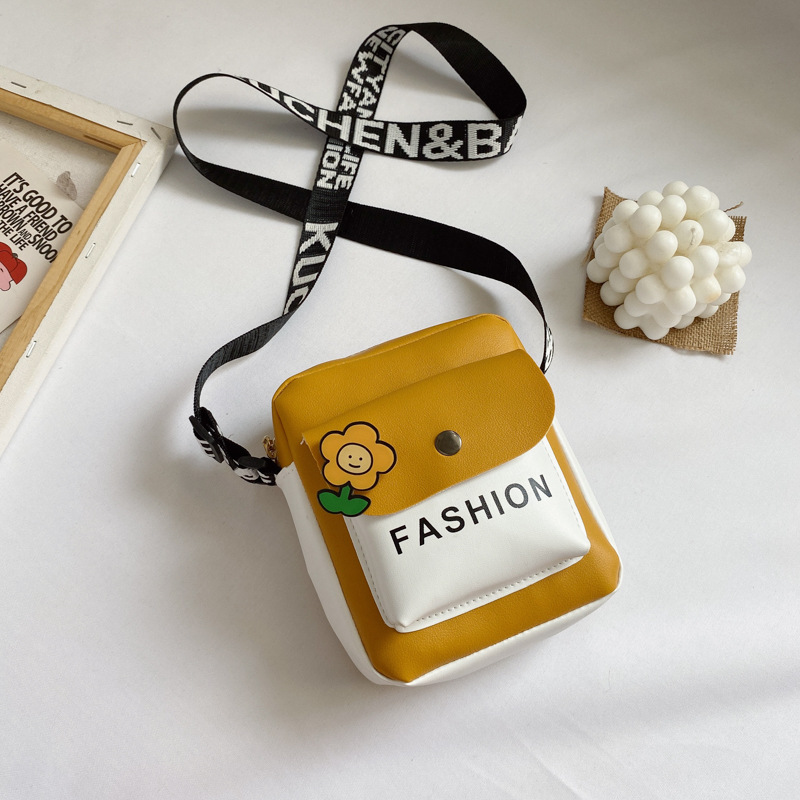 2023 New Casual Printed Small Square Bag Fashion Color Contrast Shoulder Messenger Bag Wide Shoulder Strap Mini Phone Coin Purse