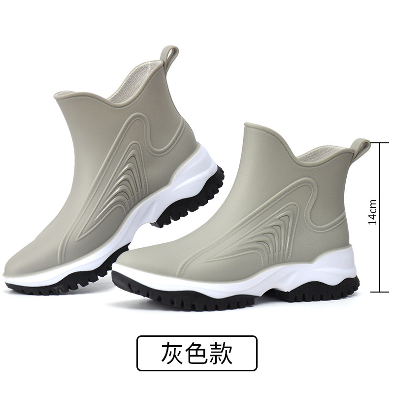 New Fashion Sports Style Women's Rain Boots Non-Slip Thickened Kitchen Work Short Tube Female Rain Shoes