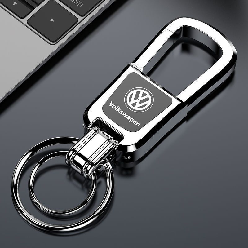 High-End Men's Car Keychain Laser Laser Engraving Anti-Lost Creative Waist Hanging Keychain Car Logo Family Name Lettering