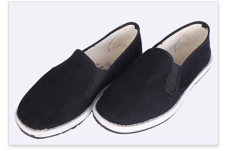 男士老北京布鞋军陆宝老八路黑胶底布鞋平底黑色低帮布鞋男款单鞋