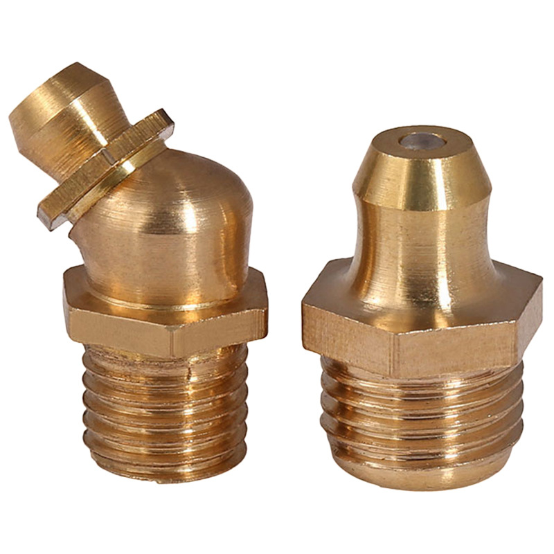 铜油嘴头铜油杯油枪注油嘴枪头弯45度油嘴挖机货车铲车纯铜黄油嘴