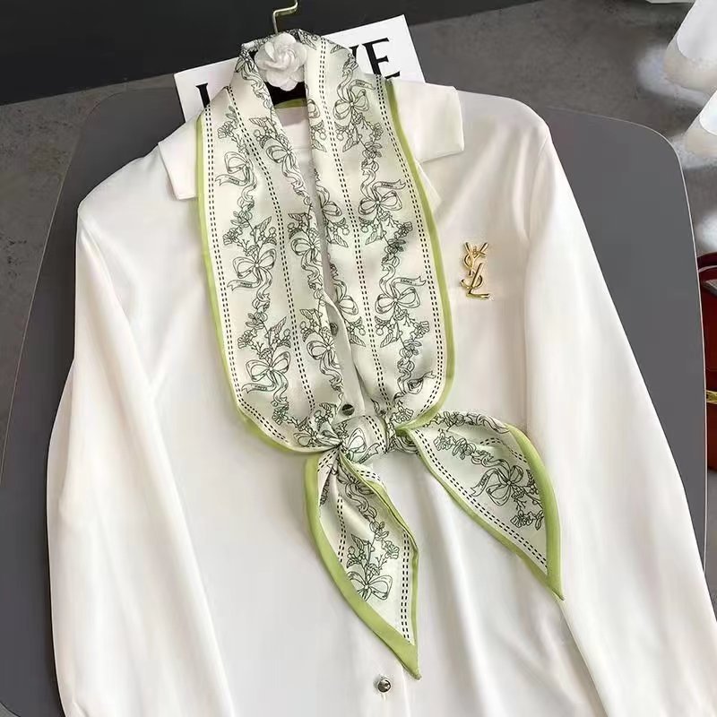 2023 Convenient Small Silk Scarf Women's Popular Spring and Summer Versatile Neck Protection Necklace Small Long Scarf Women's Thin