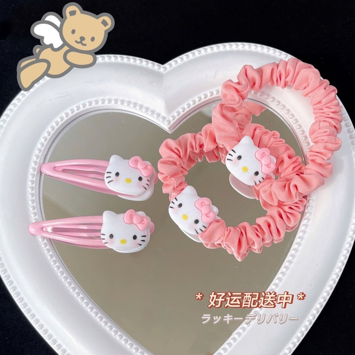 简约少女心扎头发皮筋夏日清新发夹卡通粉色小猫发圈可爱学生发饰