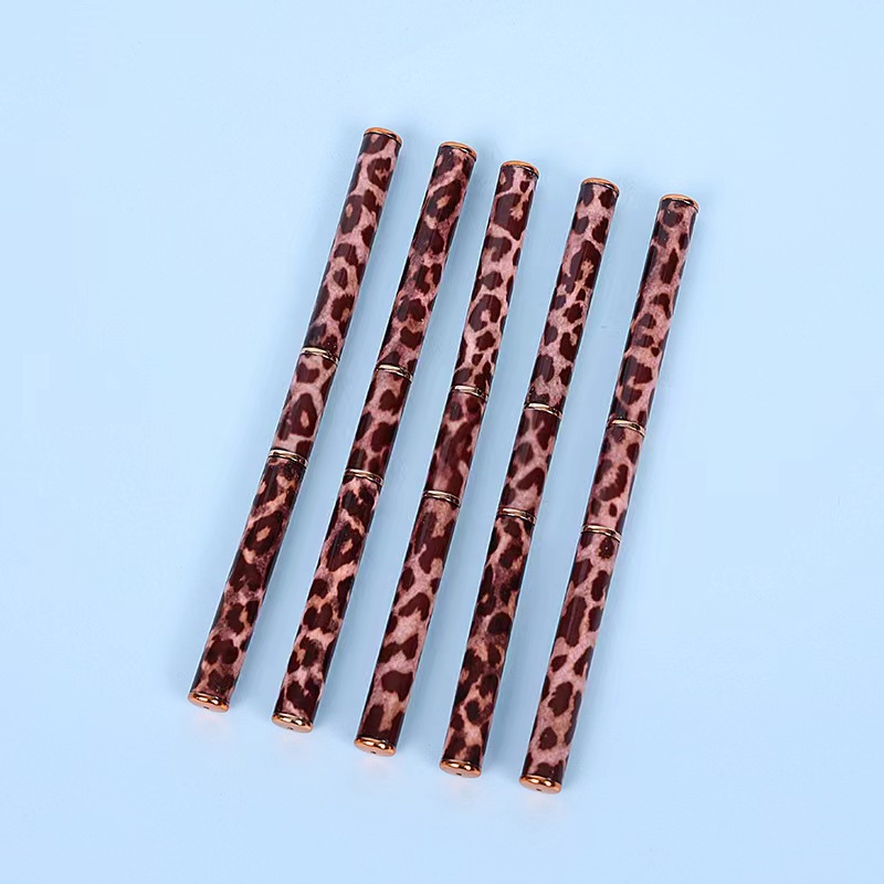 345 leopard print metal rod double-headed syringe line drawing pen 5-piece cable painted drawing edge manicure implement