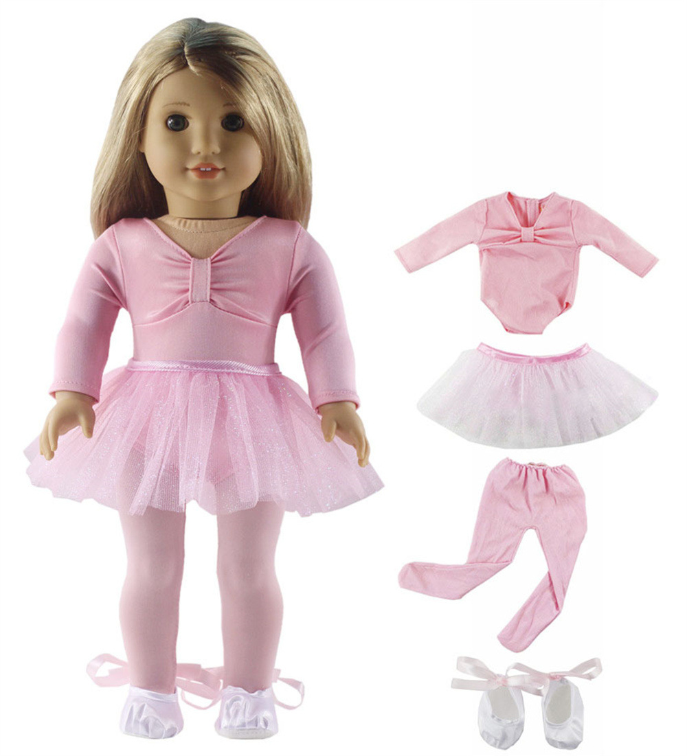 18寸美国女孩娃娃衣服 doll clothes 芭蕾舞裙鞋子套装一件代发