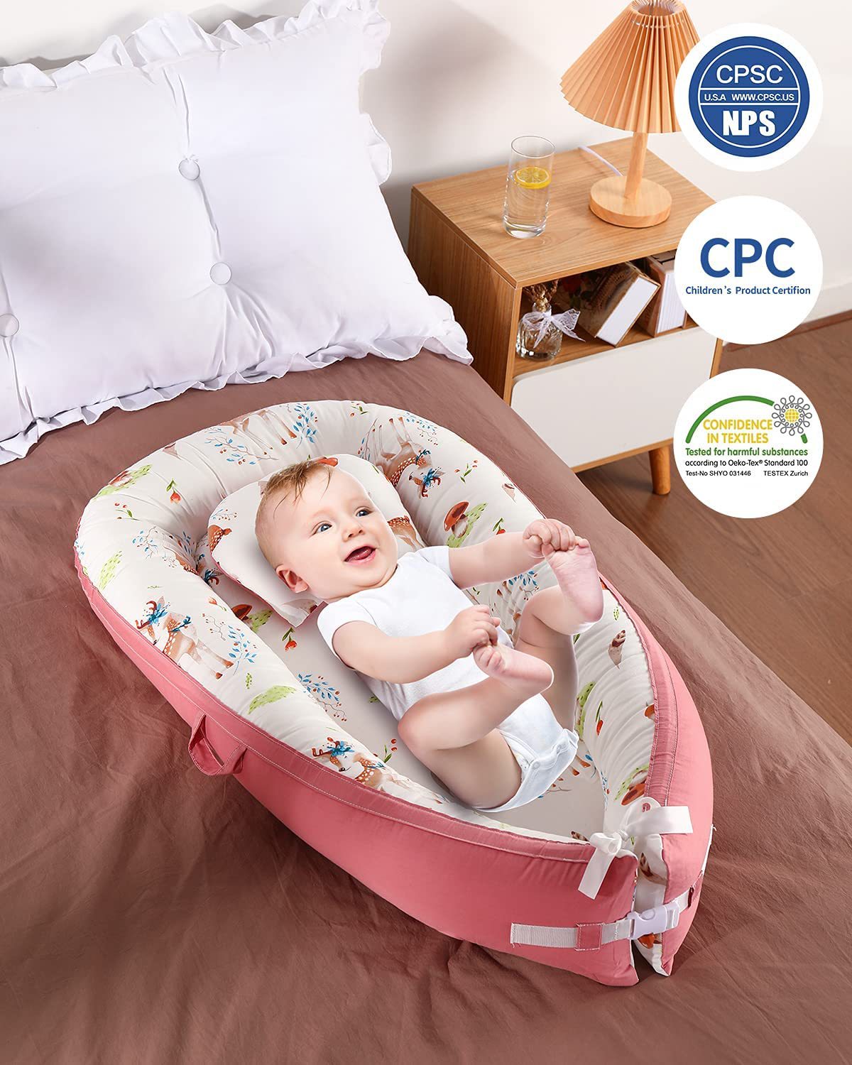 Baby Deck Chair with Pillow and Baby Nest Suitable for Cradle Baby Nest Recliner and Cotton Newborn Recliner