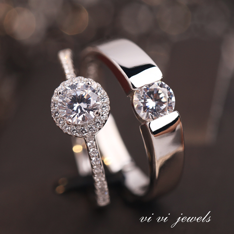 结婚仿真活口钻戒情侣对戒60分1.5克拉女戒婚礼仪式用假戒指求婚