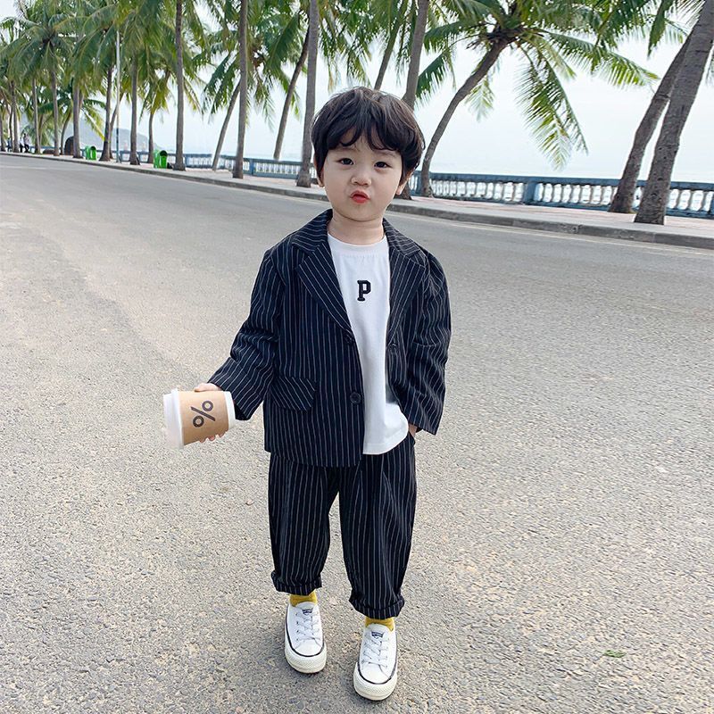 男童西装套装小童春季洋气潮儿童衣服春秋薄款宝宝春装西服英伦风