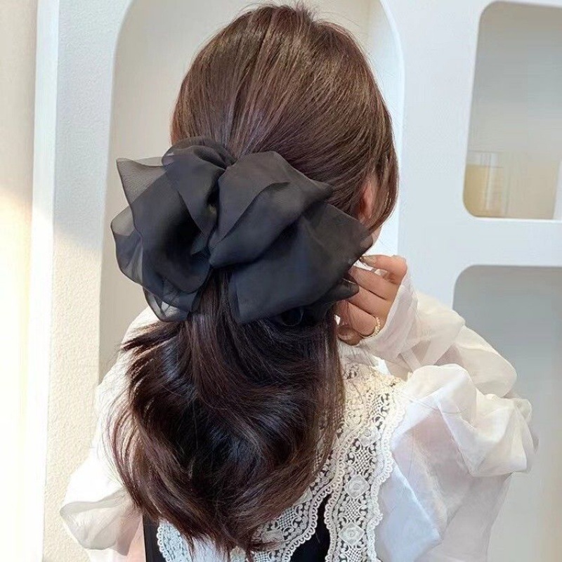 Internet Celebrity Chiffon Spring Clip Super Fairy Big Bow Hairpin Ponytail Female Back Head New Cloud Headdress Flower