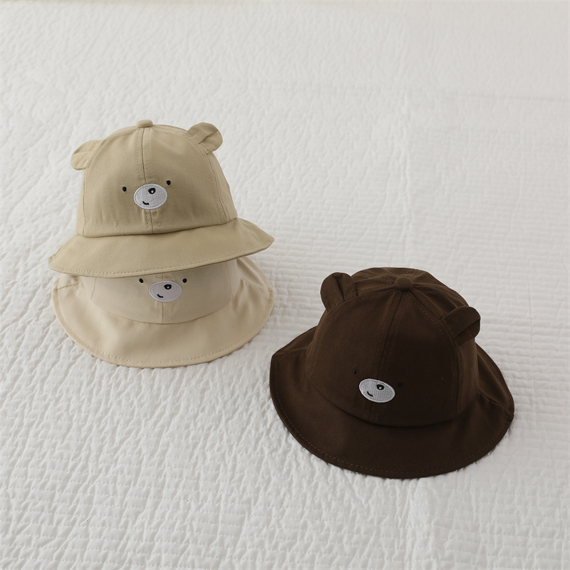 children‘s spring and autumn new style fisherman hat boys and girls sun protection sun shade baby cute bear infant bucket hat wholesale