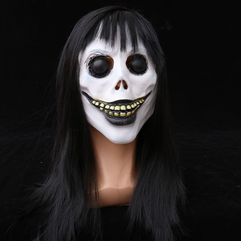 恐怖女丧尸面具骷髅npc场景装扮吓人用面罩密室逃脱鬼屋扮鬼头套-阿里
