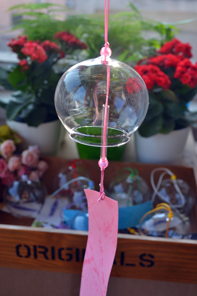 透明玻璃风铃花园景区布置玻璃日式透明风铃和风挂创意