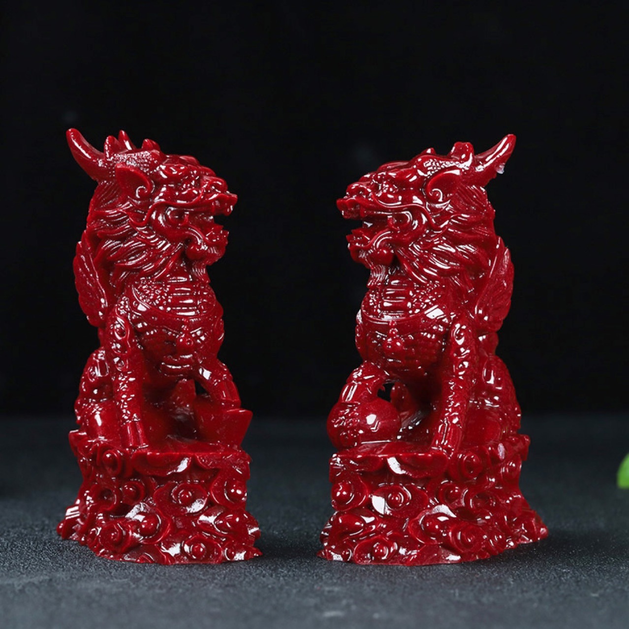 天然朱砂紫金砂麒麟摆件一对转运客厅办公桌面摆件礼品工艺品