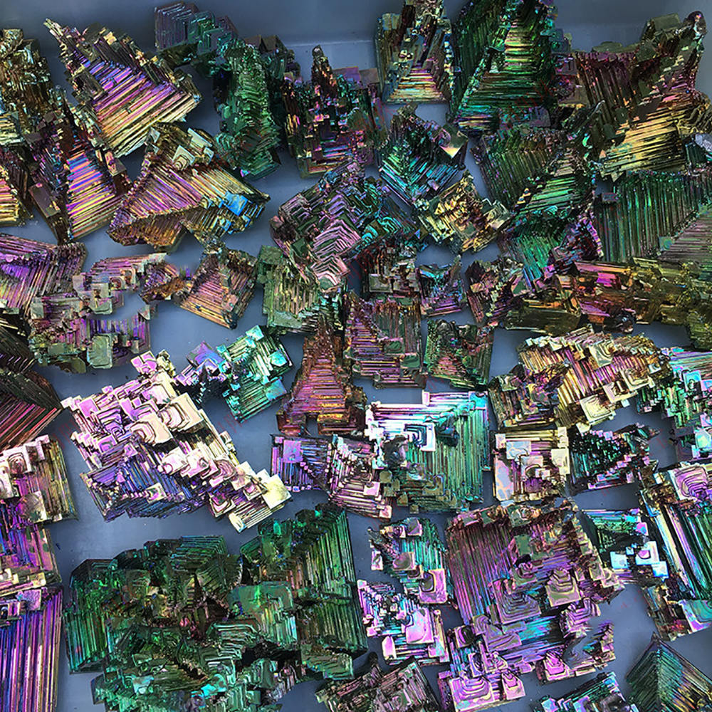 金属铋矿铋晶体 彩色结晶原石 化学元素矿石标本 创意饰品摆件