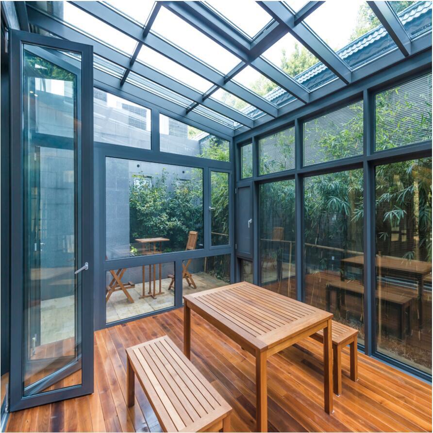 北京夹胶玻璃阳光房钢结构天井露台花园阳光房玻璃房铝合金封阳台