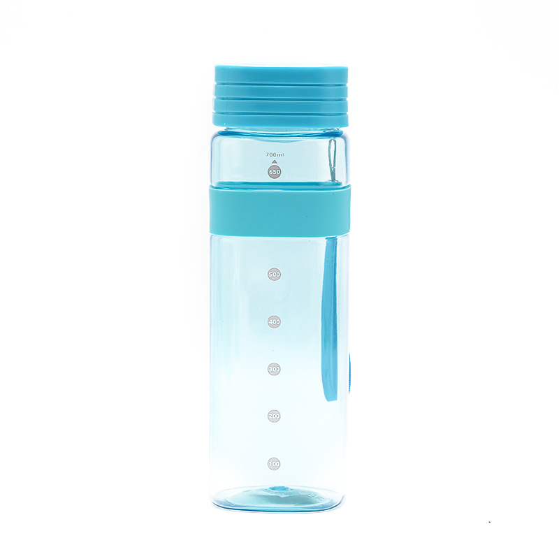 Square Water Cup Plastic Water Bottle Clear Water Cup Heat Insulation Non-Slip Band Scale Rope Holding Drinking Cup